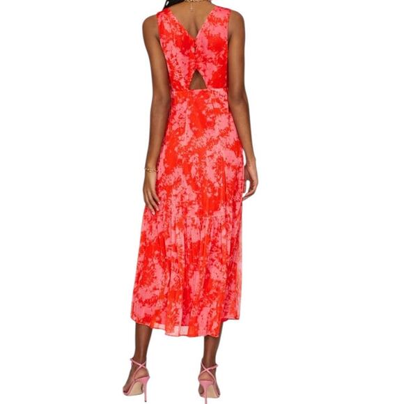Thakoon Collective Sleeveless Double V Neck Cocktail Midi Dress Red Size 4 NWT - Picture 2 of 16